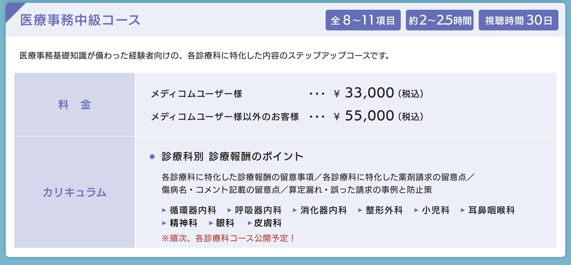 医療事務中級コース